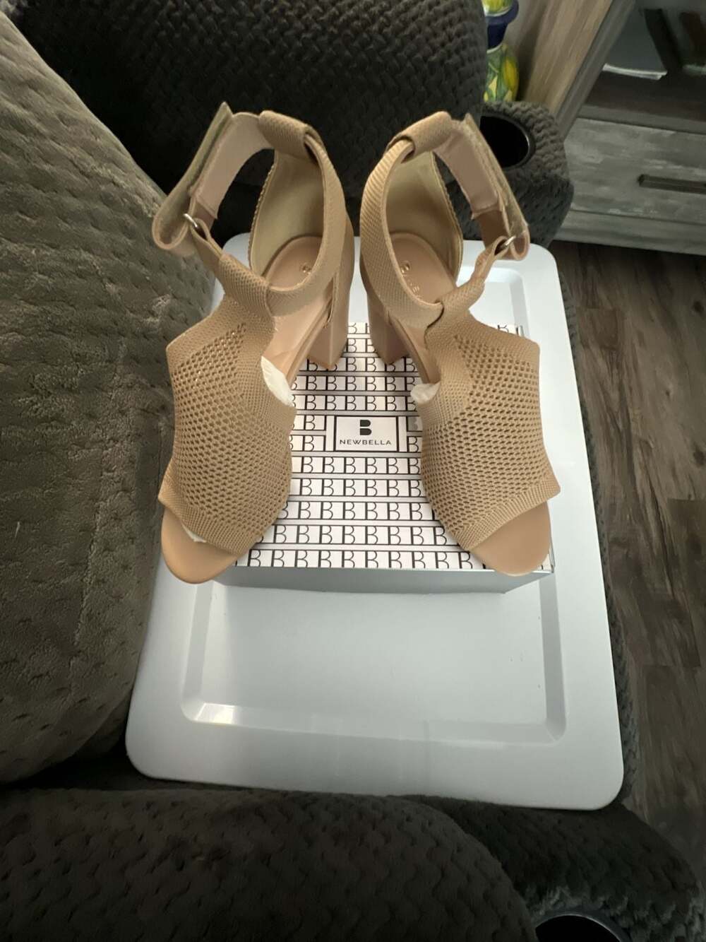 NEWBELLA Women's Knit Ankle Strap Sandals - Open Toe Block Heel Pumps
Brand new
